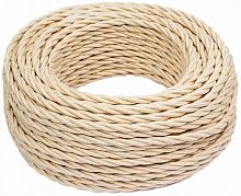 Ретро провод витой Bironi 2х0,75мм песочное золото матовый (50м) картинка 